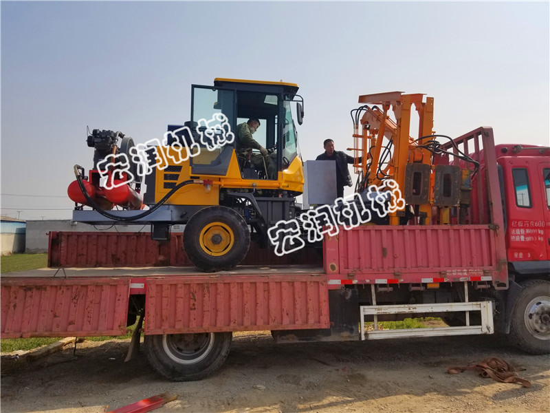 宏潤(rùn)機(jī)械護(hù)欄打拔鉆一體機(jī)發(fā)往陜西寶雞